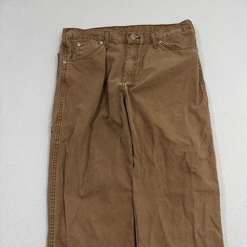 Vintage Dickies Pants 36x32 Brown Relaxed Fit Carpenter Workwear Canvas Work - Picture 2 of 10